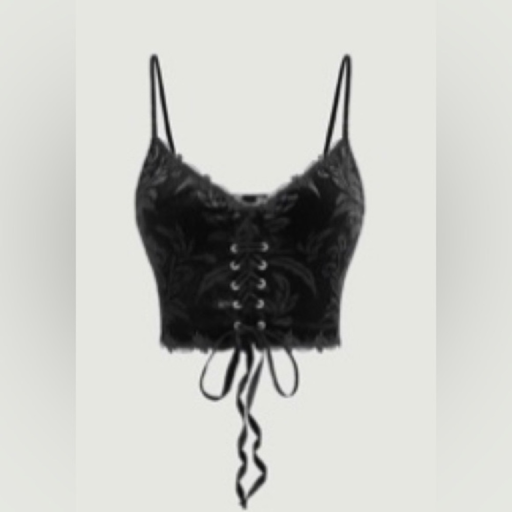 Black corset tie tank top - Picture 2 of 2